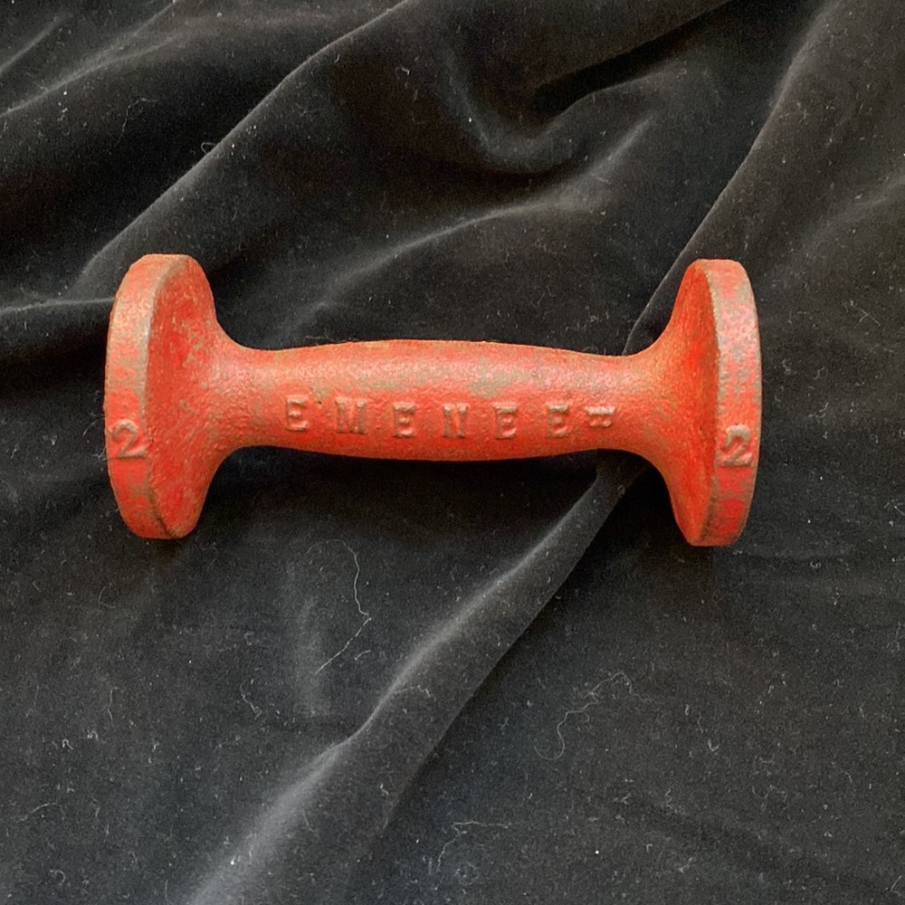 Vintage, MCM, Single EMENEE “B” 2lb. Red Metal Hand Weight, Dumbbell